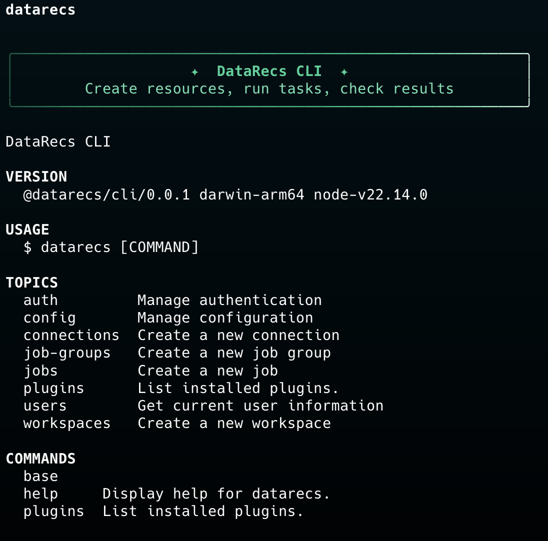 DataRecs CLI usage example